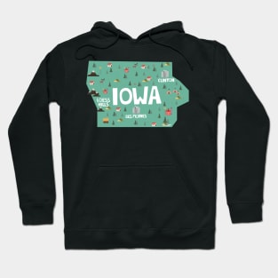 Iowa State USA Illustrated Map Hoodie